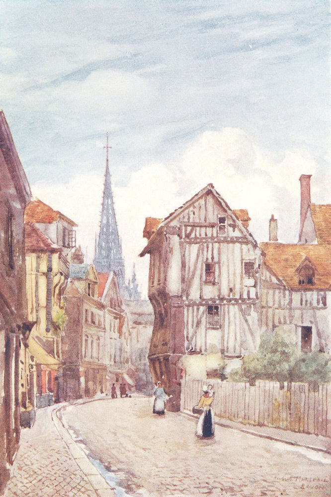 SEINE-MARITIME. Rue St. Romain. Rouen. Figures 1907 old antique print picture